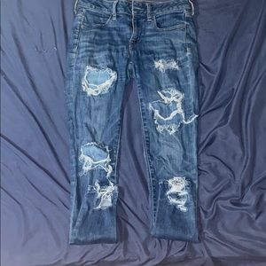 Ripped blue jeans
